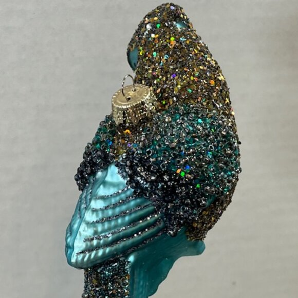 Glittered Blue Parrot Bird Christmas Tree Ornament 2.5"x 5" - Picture 9 of 14